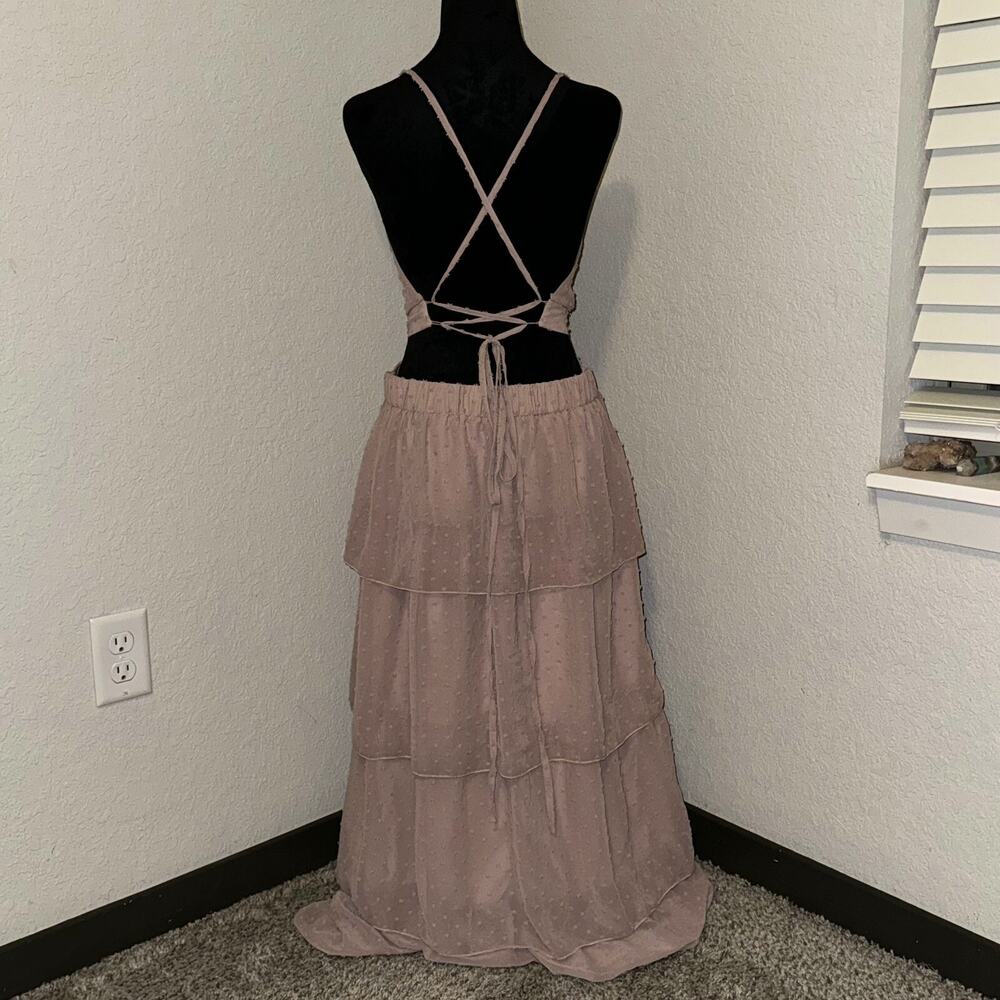 Simplee Maxi Dress Women's Large Pink Backless Sleeveless Adjustable Strap - Picture 4 of 8